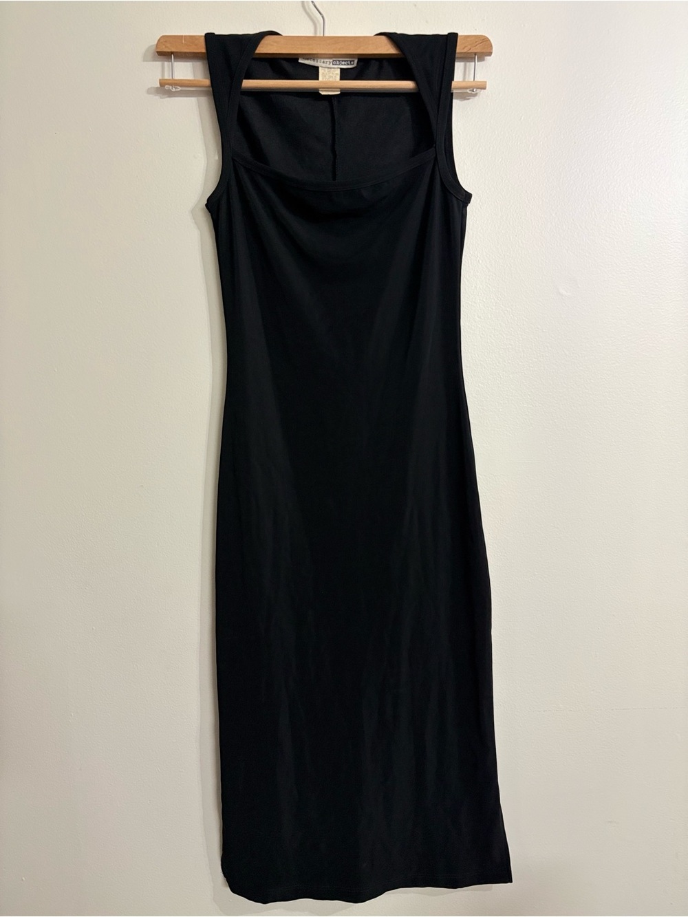Necessary Objects Black Square Neck Midi Dress